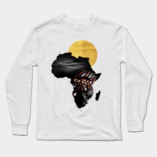 Africa Map Afrocentric Black Woman Portrait Long Sleeve T-Shirt